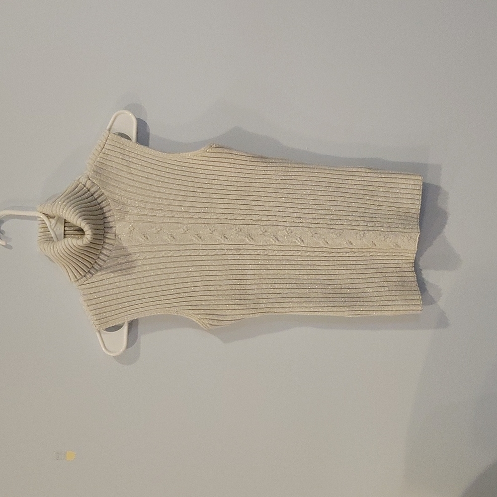 Stretchy XL Silver Sparkly Sleeveless Turtleneck